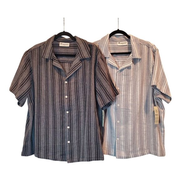 NWT 2 SZ 2XL No Boundaries Textured Striped Fabric Short Sleeve Men's Shirts - Picture 6 of 14
